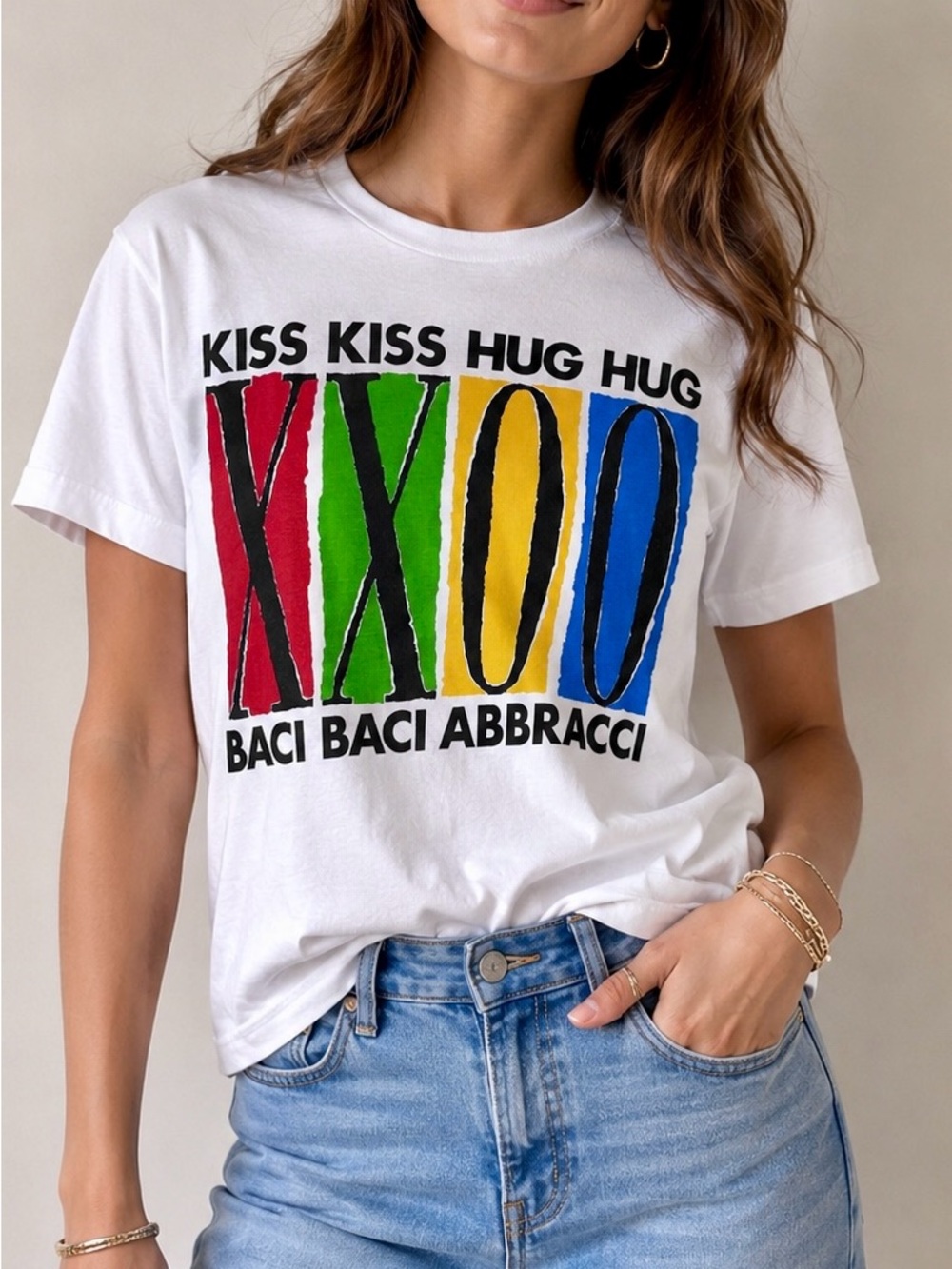 Moschino White Tee with Blue Heart Logo
